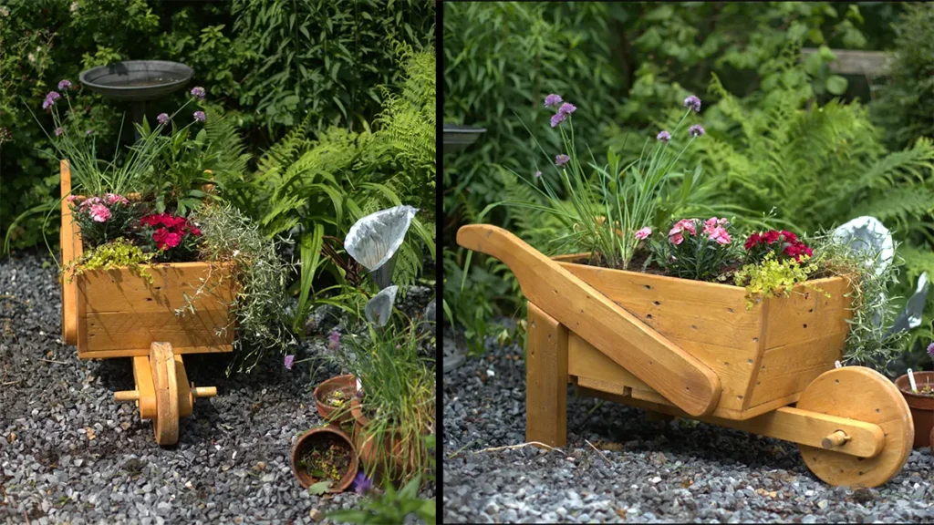 Rustic Wheel Barrow Outdoor Planter - Free Plans
