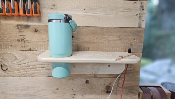 Bedside Shelf Unit with Phone & Stanley cup holders and rear lamp - Image 2